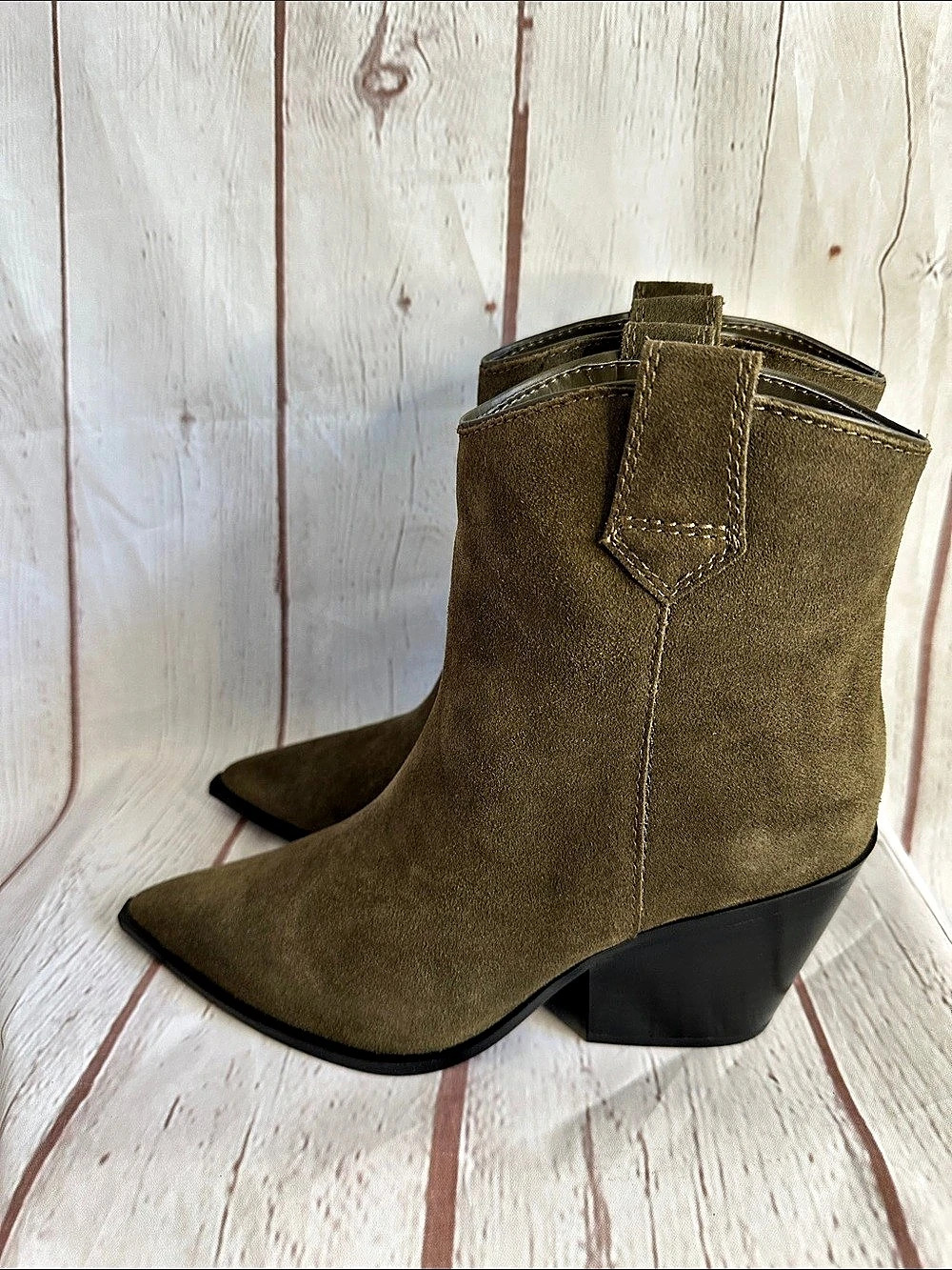 Kenneth Cole Kara NWT Pointed Toe Ankle Boots in Khaki size 7.5 - Picture 5 of 9